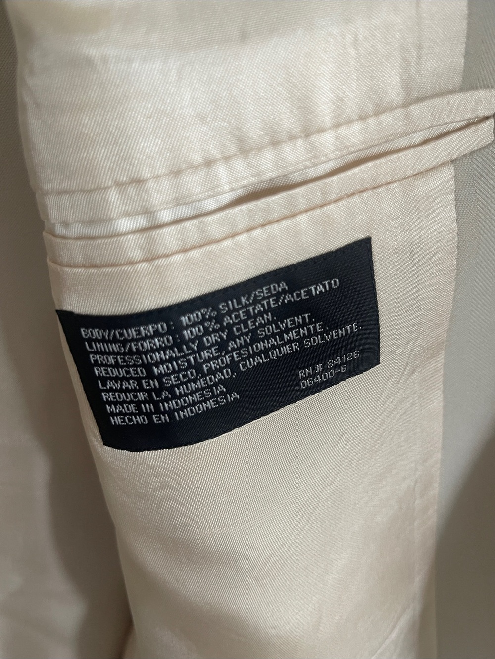 Stafford Mens Sz 48 Long Beige 100% Silk Sport Coat Jacket Blazer Flaws - Picture 5 of 9